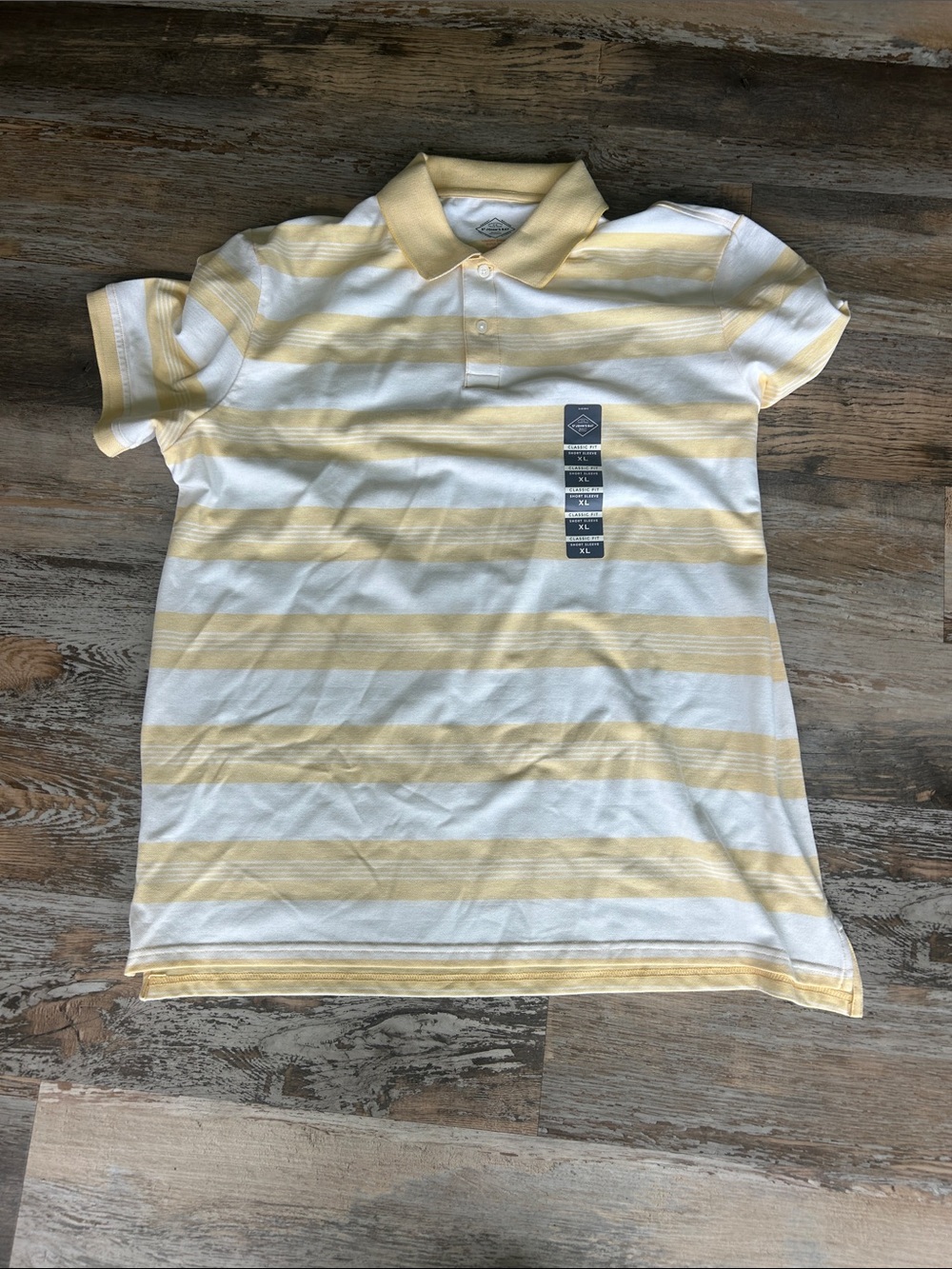 St. John's Bay Yellow and White Striped Polo Shirt